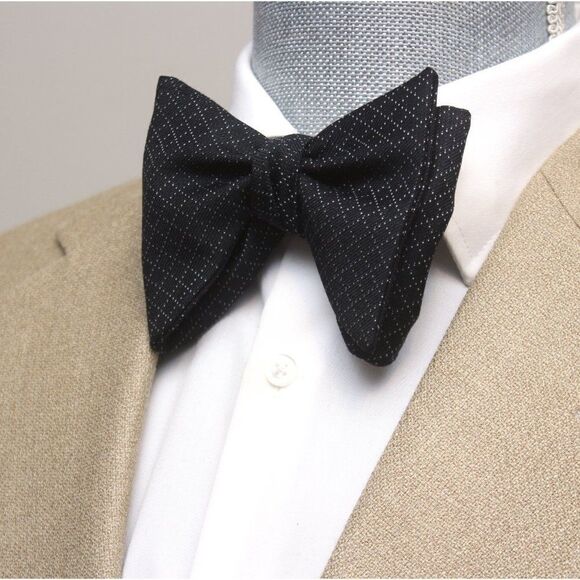 Men's Self tied Bow Tie Silk Bowtie Big Butterfly Bow tie S619 Black Plaid - Picture 1 of 13